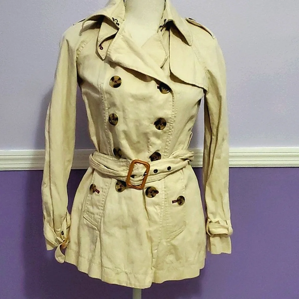Banana Republic Cream Tie Waist Italian Fabric Cargo Utility Safari Jacket XS